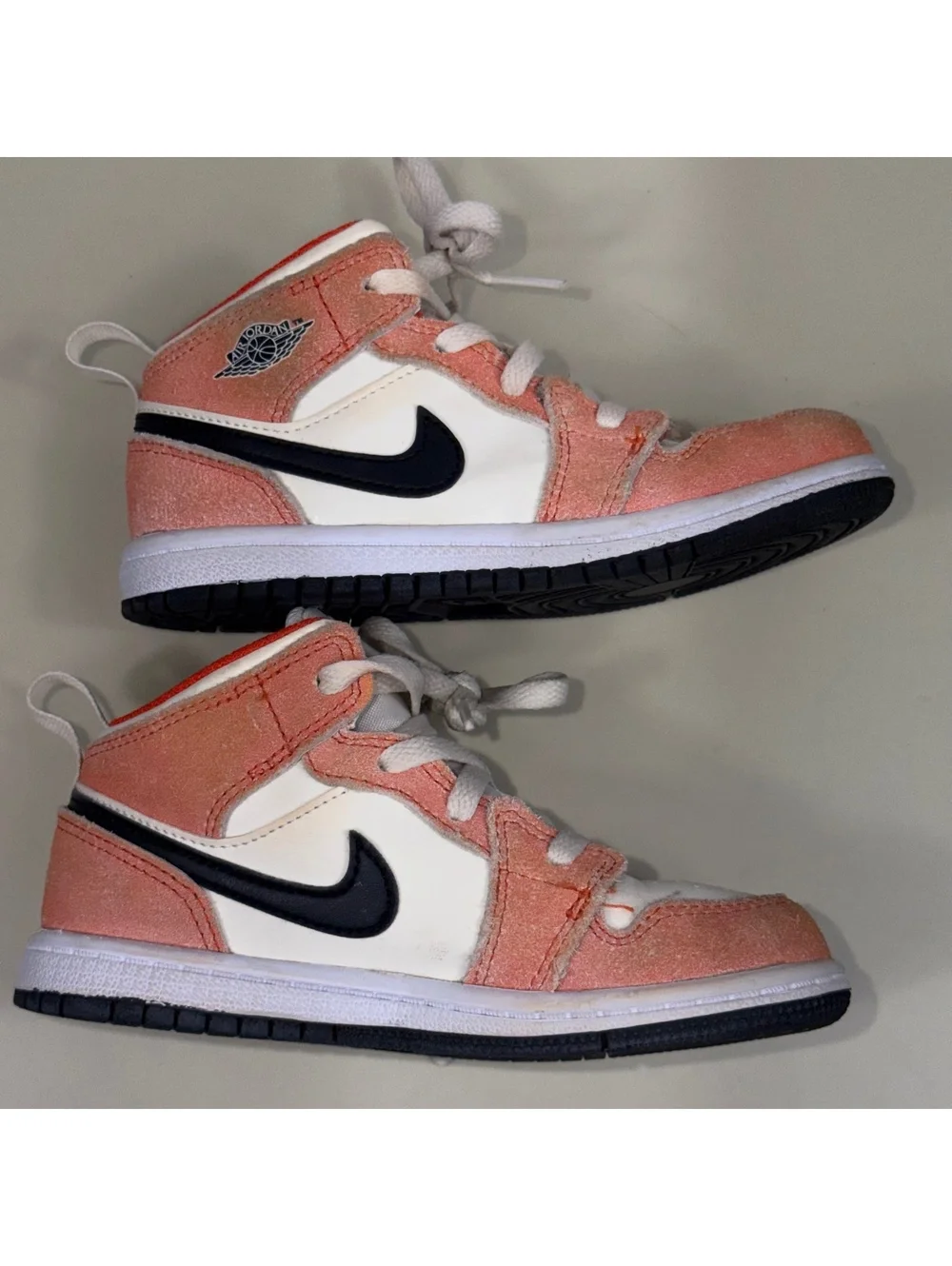 Nike Air Jordan 1 Mid SE Toddler Sneakers Pink Suede White Black Shoes Size 10C